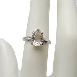 ESPO 14kt White Gold Plated Clear Marquise Cubic Zirconia Rings Size 5.5 Vintage